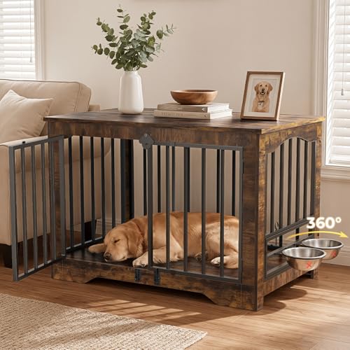 38 Inch Dog Crate Furniture End Table Modern Farmhouse, view 2