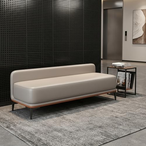 Storage Ottoman Bench for Bedroom, Modern Faux Leather Entryway Bench, Rounded Edges Design, Cozy Foot of Bed Furniture, 35.4x17.7x19.7 Inches