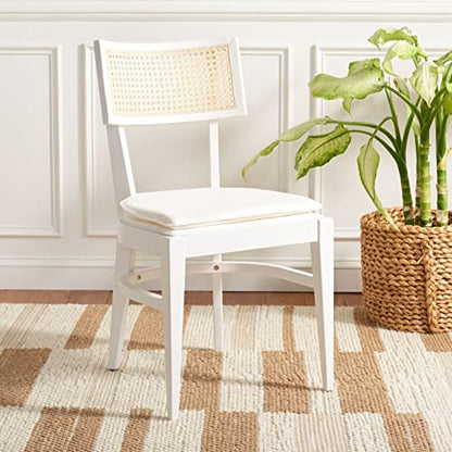 Safavieh Home Collection Galway Coastal White/Natural Cane Seat Cushion Dining Chair