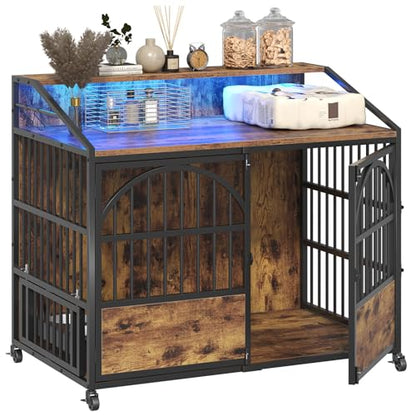 44 Inch Heavy Duty Dog Crate Furniture with 3 Doors, view 4