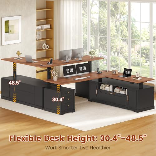 70.9" x 55" L Shaped Standing Desk with 4 Drawers, Electric Executive Desk, view 4