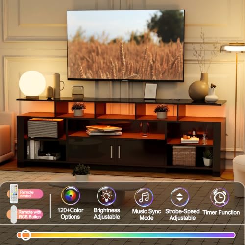 75 Inch LED TV Stand for Living Room, Modern Entertainment Center, view 7