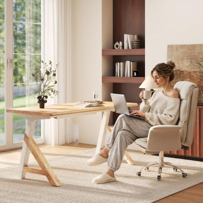 FLEXISPOT 63 x 30 Inch WoodiX Solid Wood Executive Standing Desk, Maple, view 4