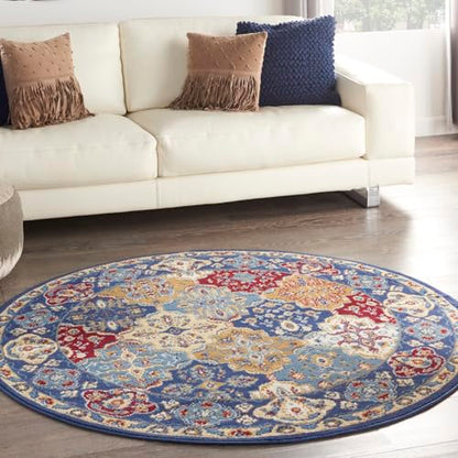 Home Grafix Multicolor 5'3" x Round Area Rug - Easy Clean, Non Shedding, Bed Room, Living Room, Dining Room, Kitchen (5' x Round)