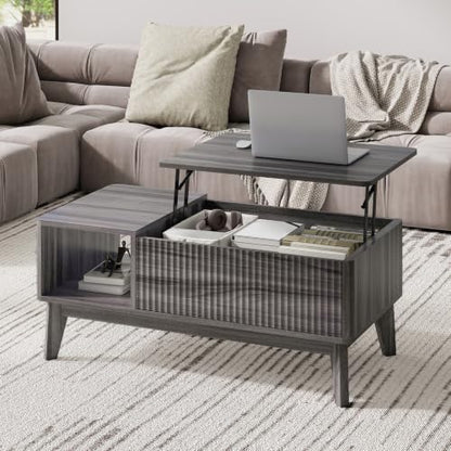 37.4" Rectangular Coffee Table for Living Room, Lift Top, Grey, view 2