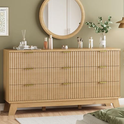 Fluted Dresser for Bedroom with 9 Drawers, view 2