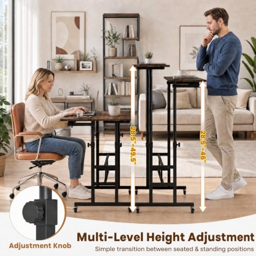 Height Adjustable Mobile Standing Desk with Built-in Power Outlets, view 6