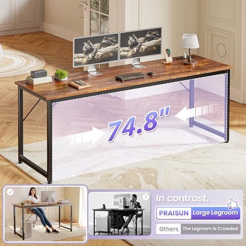 80 X 24 Inch Computer Desk, Power Outlets, USB-C, Rustic Brown, view 7