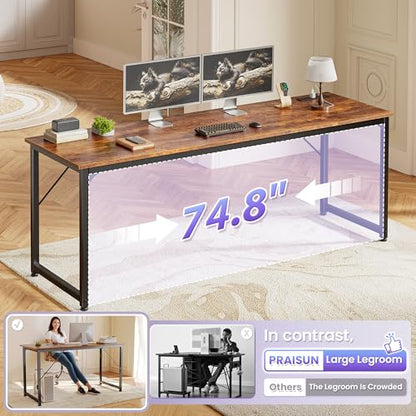 80 X 24 Inch Computer Desk, Power Outlets, USB-C, Rustic Brown, view 7