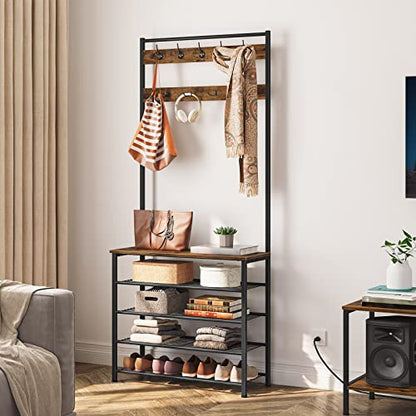 Hall Tree, Coat Rack with Shoe Rack, Hall Tree with Bench, view 6