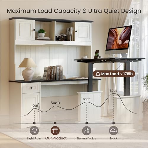 80x60 L Shaped Electric Standing Desk with Hutch and Drawers, view 5