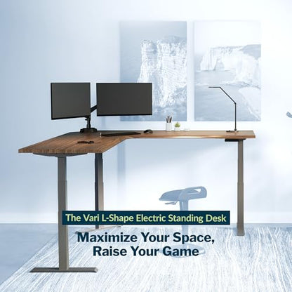 Vari ComfortEdge L-Shape Electric Standing Desk – 80x80 – Walnut/Slate, view 4