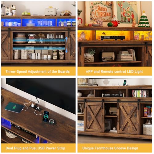70" LED Farmhouse TV Stand for 80/75/70 Inch TVs, view 7
