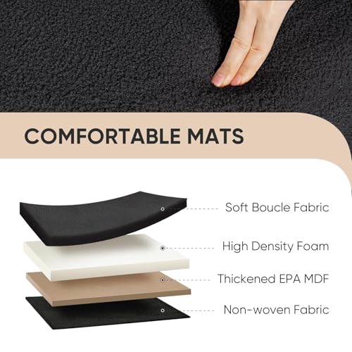 Storage Ottoman Cube Square Shaped Ottomans with Storage Foot Stool Footrest for Lving Room Boucle Ottoman Seat for Dorm Room,Faux Teddy Fur Black,12.6"x12.6"x12.6"