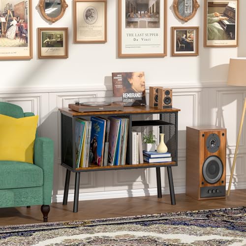 Record Player Stand with Adjustable Divider Vinyl Storage Holder Up to 200, view 7