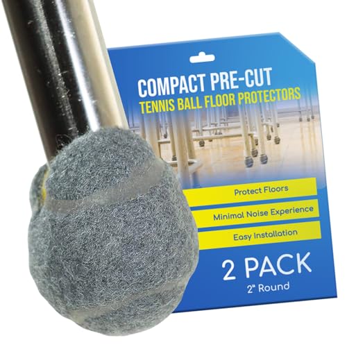 Smaller Walker PreCut Tennis Ball Glides Heavy Duty Long Lasting Furniture Leg Floor Protection Walker Accessories for Hard Floor Surfaces 2 Inch Size-One Pair