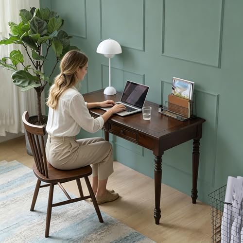 Walnut Writing Desk with Drawers, 39.4" French Country Style (2 Drawers), view 7