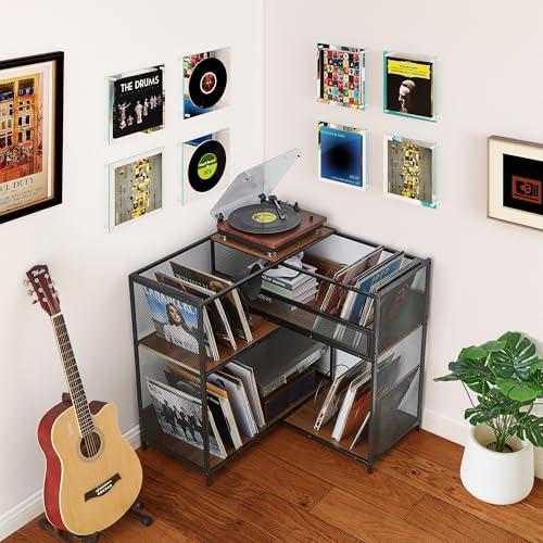 Record Player Stand with Vinyl Storage Cabinet, view 4