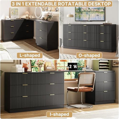 L-Shaped Rotatable 9 Drawer Dresser for Bedroom, view 5