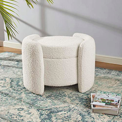 EEI-5561-IVO Nebula Boucle Upholstered Upholstered Ottoman, Ivory