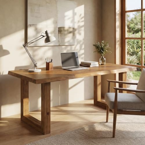 Solid Wood Home Office Desk, 63" Live Edge Executive Desk, view 6
