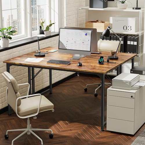 55 X 20 Inch Computer Desk, Power Outlets, USB-C, Rustic Brown, view 3