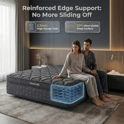 Queen Size Mattress 12 Inch, Medium Firm Boxed Hybrid Mattress, view 4