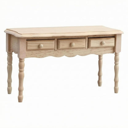 Miniature Desk Table Dollhouse Accessories Wood Furniture with Drawers Handcrafted Detailing Classic Look Suitable for Home Decoration Mini World Play 11.8cmx4.7cmx7.1cm