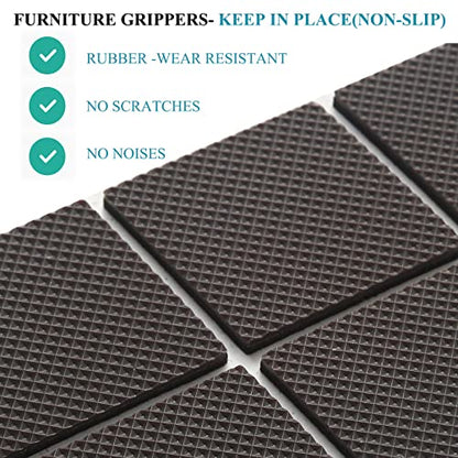 Non Slip Furniture Pads - Round, Square, Rectangle, Premium 129 Pieces Furniture Grippers Chair Leg Pads Self Adhesive Rubber Chair Feet- Anti Scratches Furniture Pads for Hardwood Floors