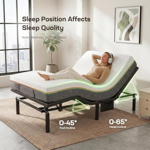 Split King Adjustable Bed Frame Electric Base, Head & Foot Incline, view 4