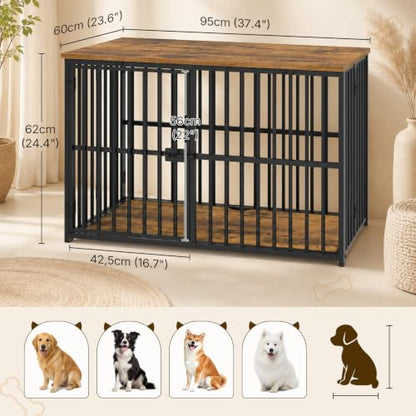 Foldable Dog Crate Furniture, 37.4" Dog Kennel for Medium Dogs, No Assembly, view 8