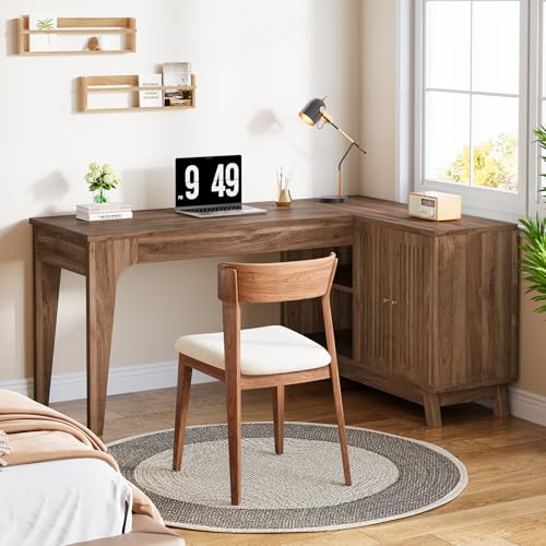 Tribesigns 57-Inch L-Shaped Desk, Office Computer Desk with Storage, view 5