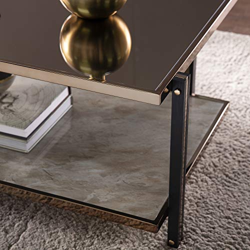 Thornsett Cocktail Table with Mirrored Top - Transitional Design, Champagne Glass and Wood - Ideal for Living Room, Family Room (CK1131200)