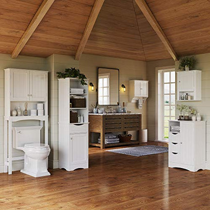 Ashland Bathroom Storage Cabinet with 3 Drawers, Adjustable Shelf & Beadboard Styling - White Bathroom organizer - Freestanding Storage Cabinet