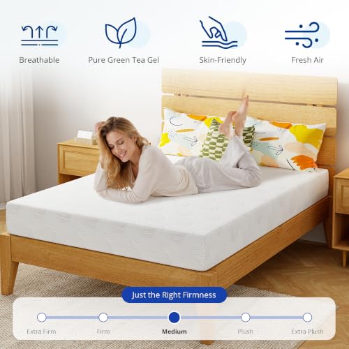 8 Inch Full Size Memory Foam Mattress,Cooling Green Tea Gel,Med Firm, view 3