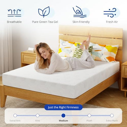 8 Inch Full Size Memory Foam Mattress,Cooling Green Tea Gel,Med Firm, view 3