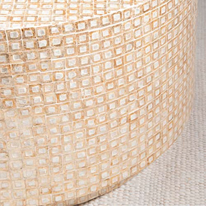 Gold Capiz Mosaic Kiro Coffee Table, 30 in x 30 in x 17 in