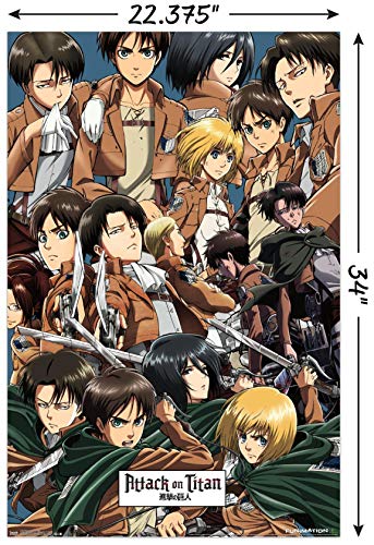 Attack on Titan - Collage Wall Poster, 22.375" x 34", Poster & Mount Bundle