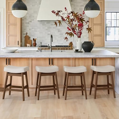 Bar Stools Set of 3, Barstools with Sturdy Wood Legs, view 7