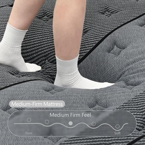 Queen Size Mattress, 12 Inch Hybrid Mattress in a Box, Medium Firm, view 4