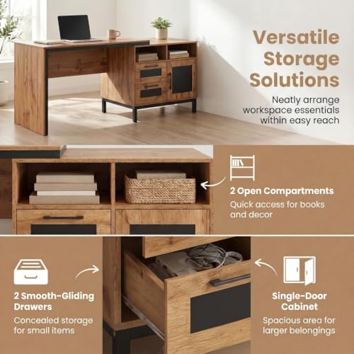 71" Wood Executive Desk w/File Drawers, Home Office Desk, view 6
