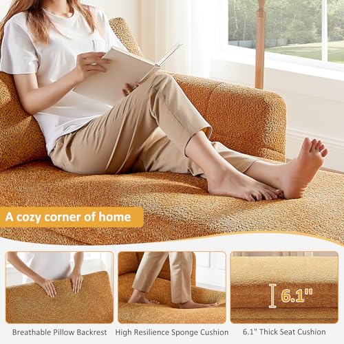 Oversized 70.47'' Chaise Lounge Chair with Storage, Boucle Curry, view 4