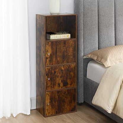 Xtra Storage Three-Door Cabinet with Shelf in Walnut Wood Finish