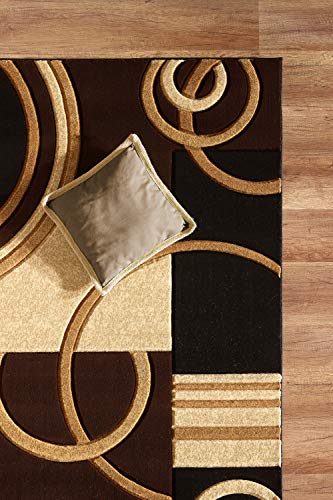 Area Rug Modern Soft Hand Carved Contemporary Floor Carpet with Premium Fluffy Texture for Indoor Living Dining Room and Bedroom Area (Brown, 4'x6')