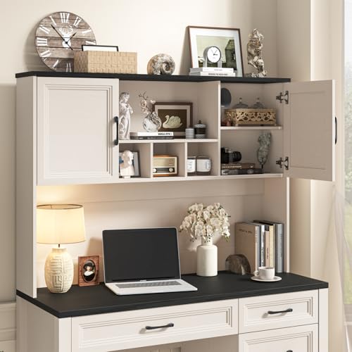 Farmhouse Executive Desk with 4 Drawers and Storage Cabinet, view 8