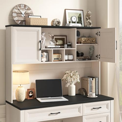 Farmhouse Executive Desk with 4 Drawers and Storage Cabinet, view 8