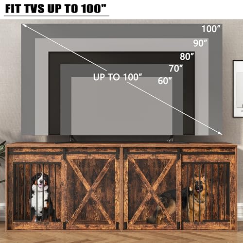 94.5 inch XXXL Double Dog Crate Furniture, Rustic Brown, view 7