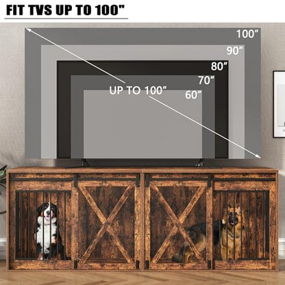 94.5 inch XXXL Double Dog Crate Furniture, Rustic Brown, view 7