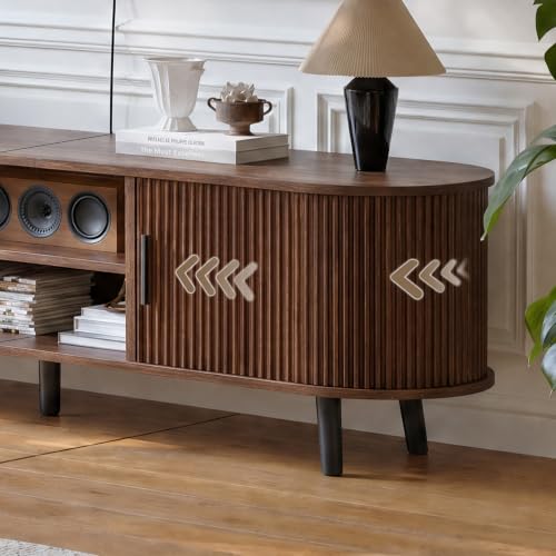 62.8" Mid Century Modern TV Stand with Fluted Sliding Doors, view 5