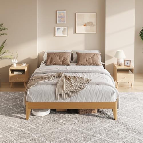 Solid Wood Platform Bed with Support Legs, view 4